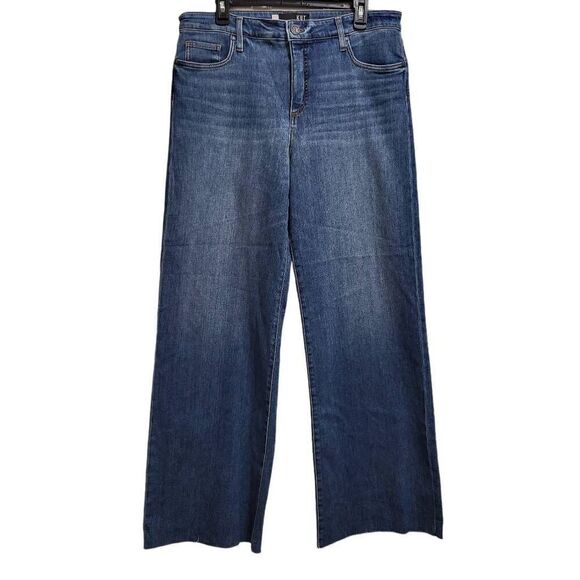 KUT from the Kloth High-Rise Fab AB Wide Leg Raw Hem in Milestone‎ sz 16 - Picture 2 of 9